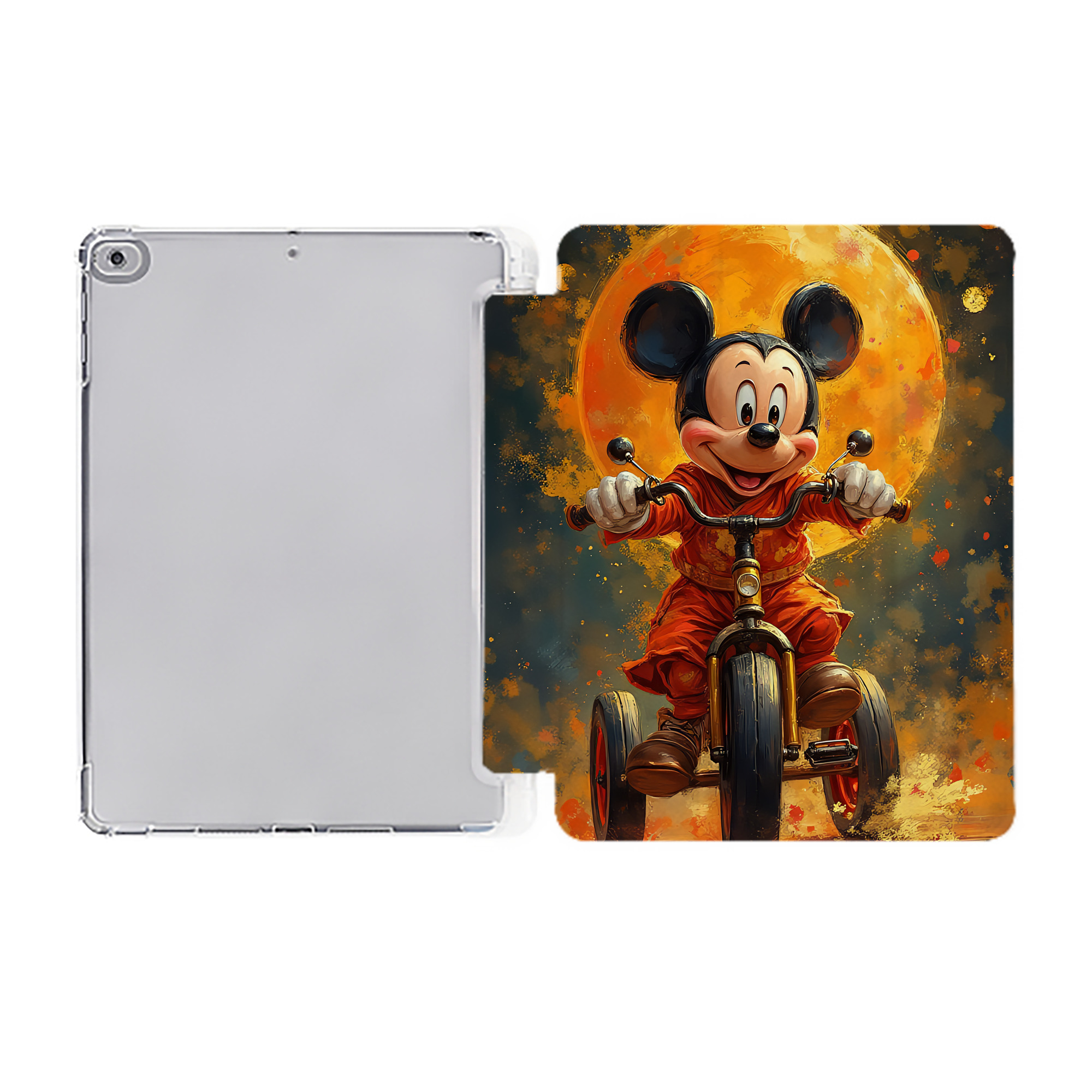 （画像用） ミッキーマウス Mickey Mouse IPad ケース ペン収納付き 三つ折りスタンド PUレザー×シリコン 対応機種9.5/10.5/10.9インチ